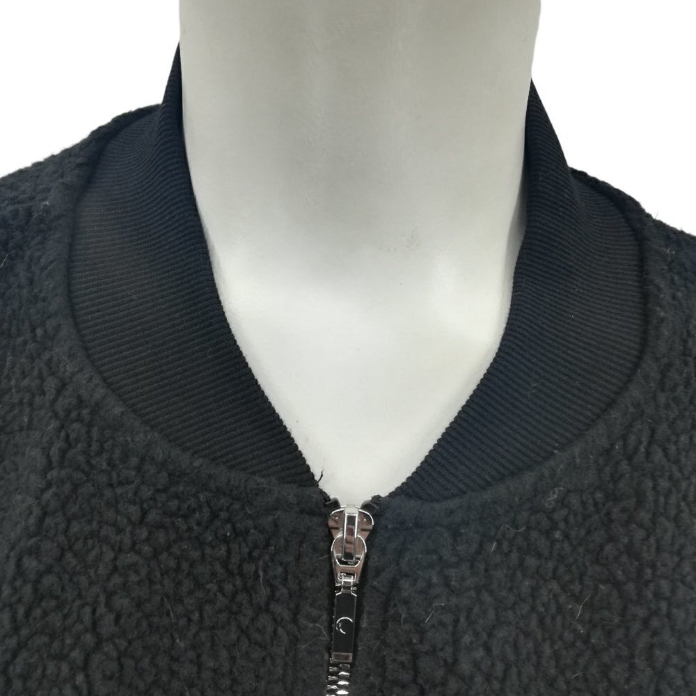Zyia Active Leopard Flying V Teddy Bear Fleece Jacket Size  L Black Bomber Zip - Picture 4 of 14